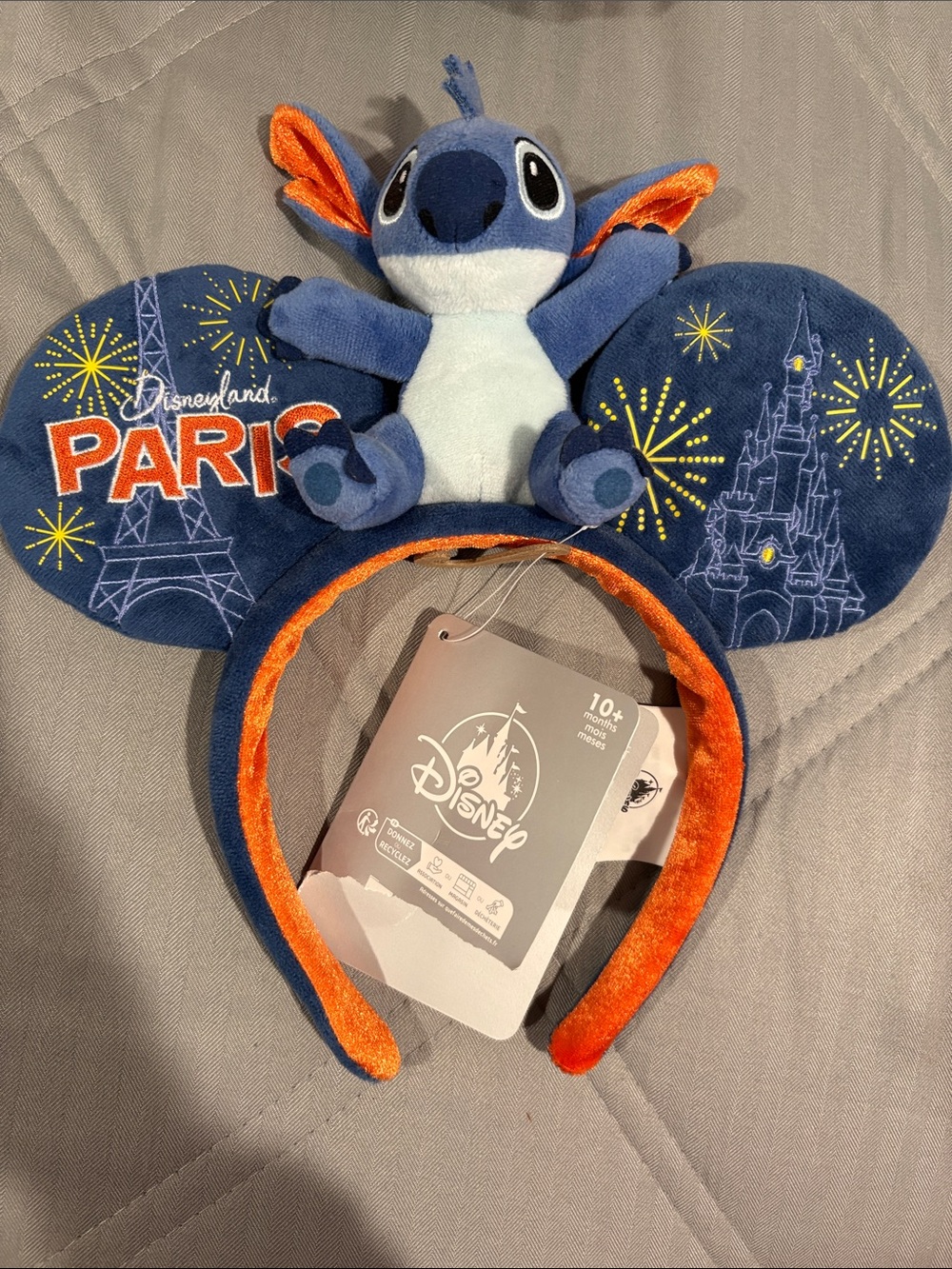 Disney Stitch Plush Ear Headband in Navy and Orange